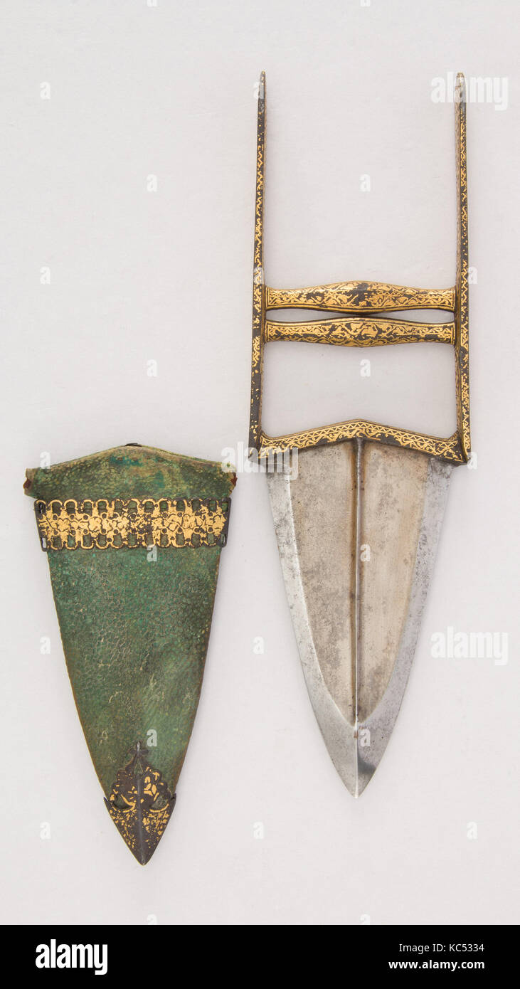 Pugnale (Katar) con guaina, datata 1243 A.H./D.C.1827 Foto Stock