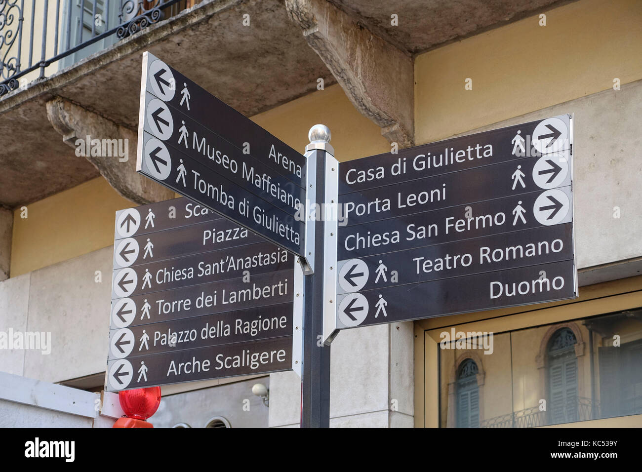 Indicazioni per le attrazioni turistiche di Verona, veneto, Italia, Europa Foto Stock