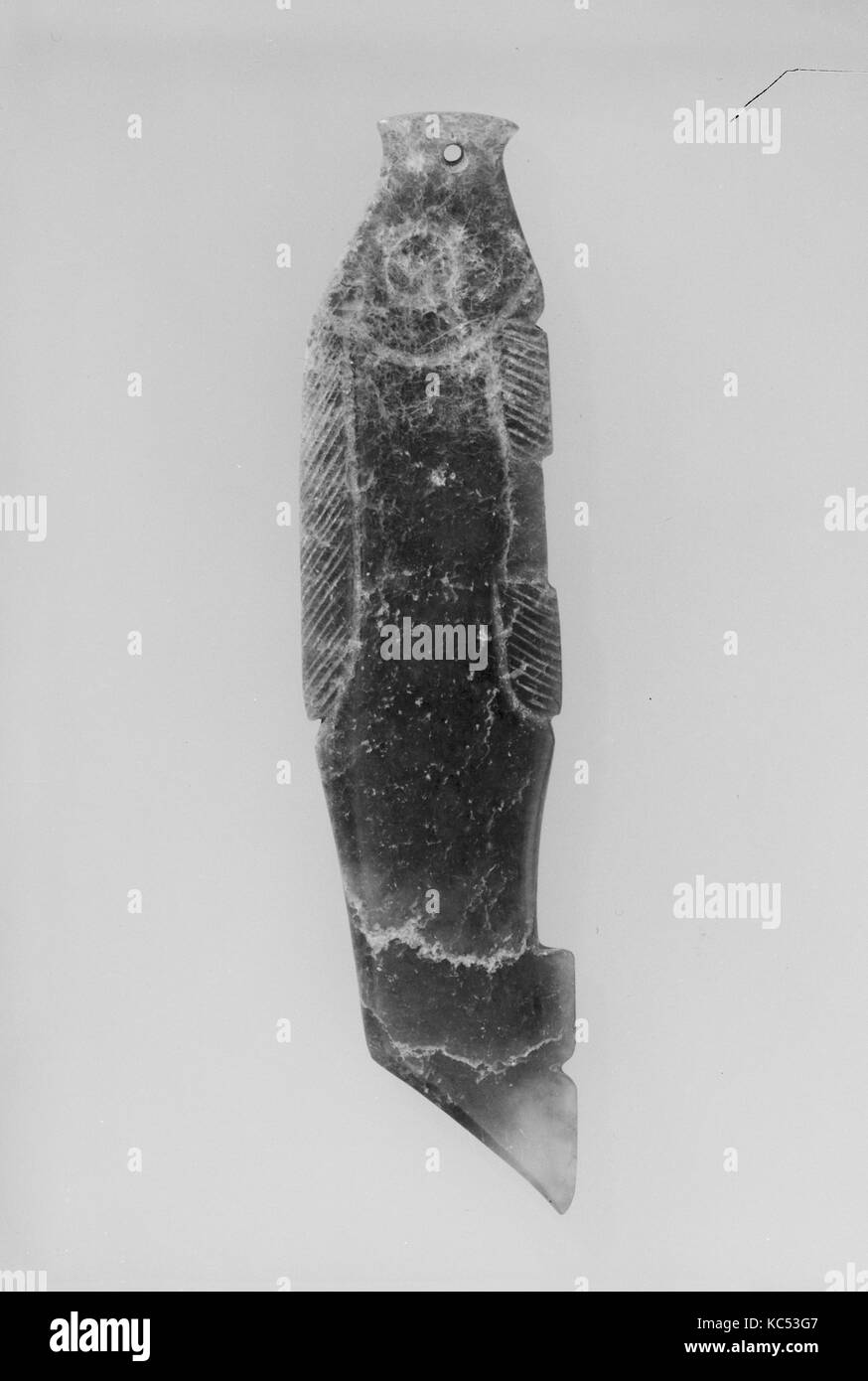 Telecomando di pesce, dinastia Zhou (1046-256 a.C.), la Cina, giada, H. 3 3/8 in. (8,6 cm); W. 13/16 in. (2.1 cm), Jade Foto Stock