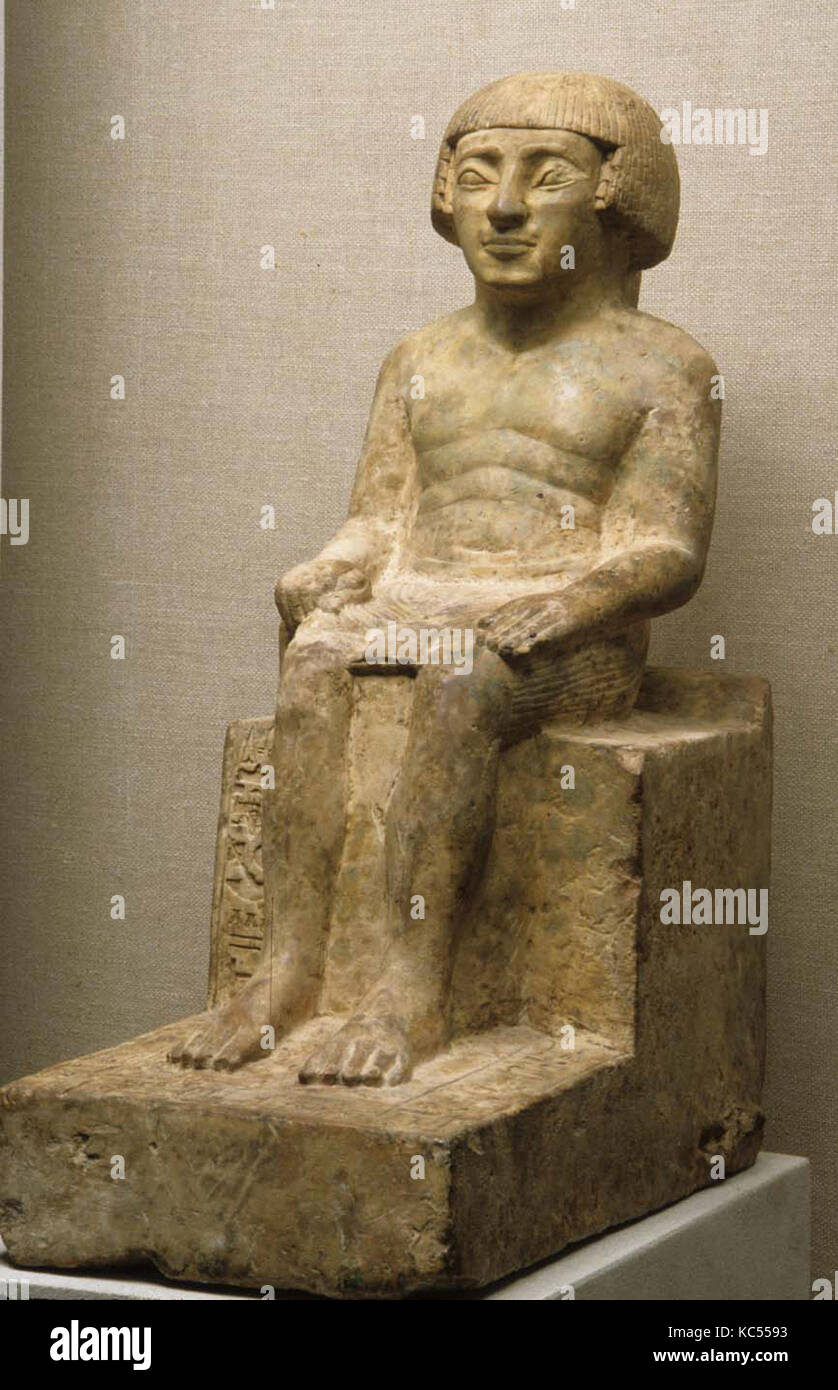 Statua di Siamun, Secondo Periodo Intermedio, Dynasty 17, ca. 1580-1550 A.C., dall'Egitto, calcare, h. 53,7 cm (21 1/8 in); w Foto Stock