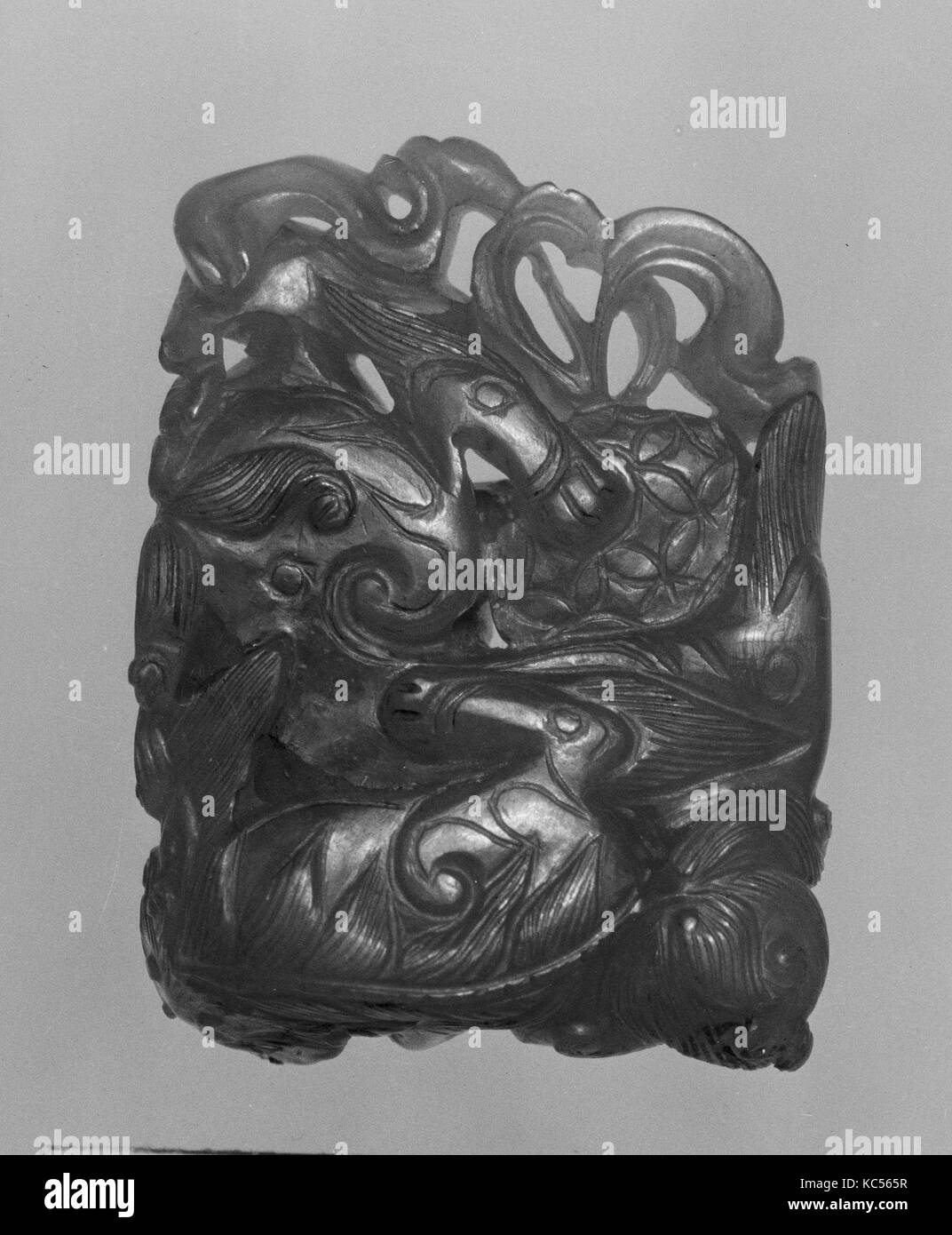 Fermacarte, dinastia Qing (1644-1911), nel Periodo Qianlong (1736-95), Cina, Jadeite, H. 3 7/16 in. (8.8 cm); W. 1 5/8 in. (4,1 cm Foto Stock
