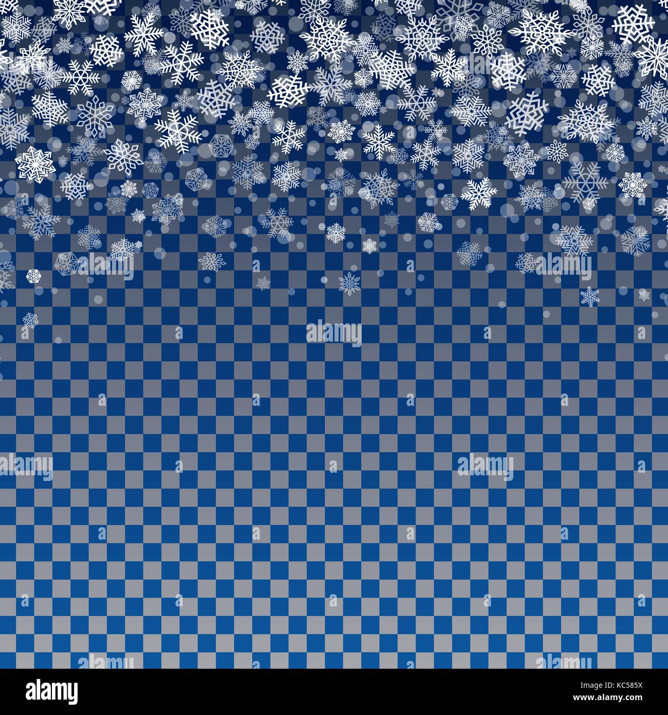I fiocchi di neve caduta su sfondo trasparente Illustrazione Vettoriale