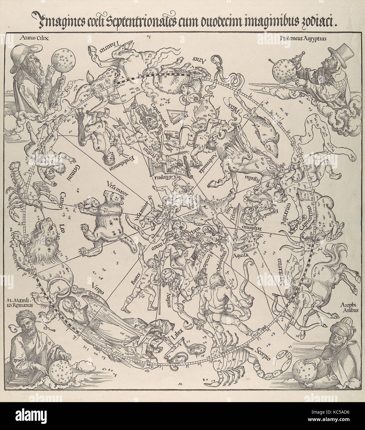 La mappa celeste- Emisfero Nord, Albrecht Dürer, 1515 Foto Stock