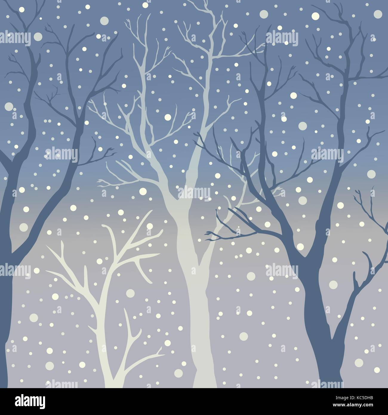 Inverno alberi sfondo. paesaggio invernale con alberi, neve. neve nella foresta. illustrazione vettoriale. Illustrazione Vettoriale