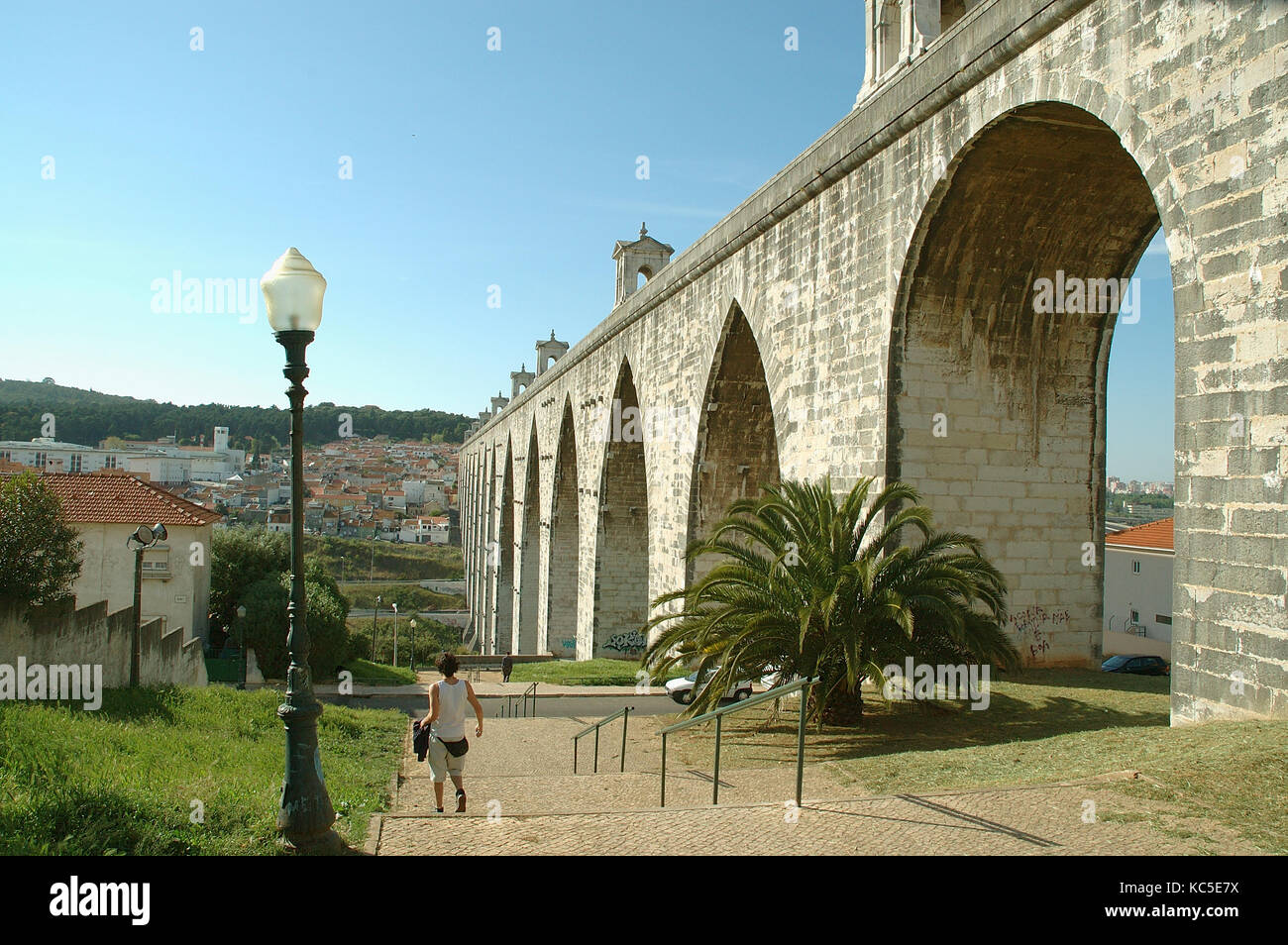 Il XVIII secolo acquedotto (Aqueduto das Aguas Livres) a Lisbona portogallo Foto Stock