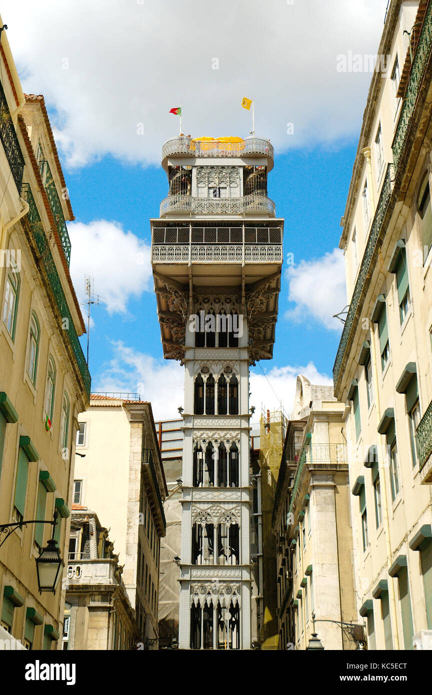 Santa Justa Elevator Elevador de Santa Justa o elevador do Carmo. Baixa, Lisbona. Portogallo Foto Stock