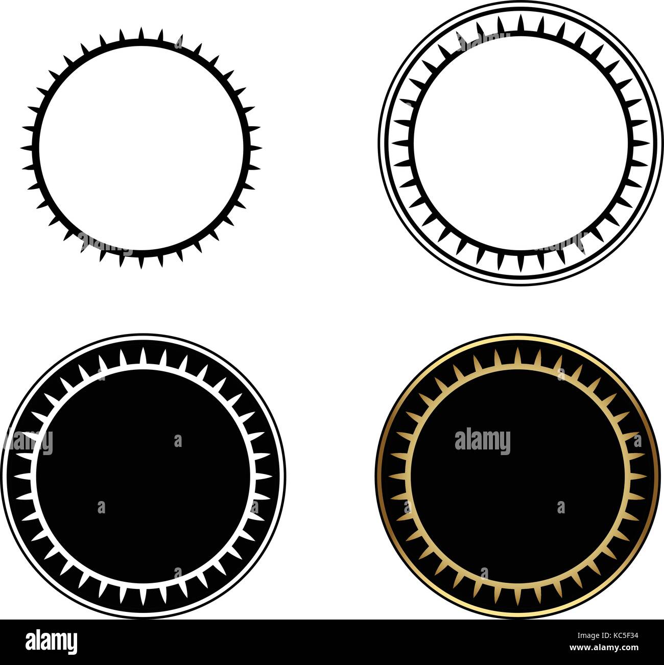 Set di cornici di cerchio, cornice rotonda, gold circle frame-illustrazione vettoriale Illustrazione Vettoriale