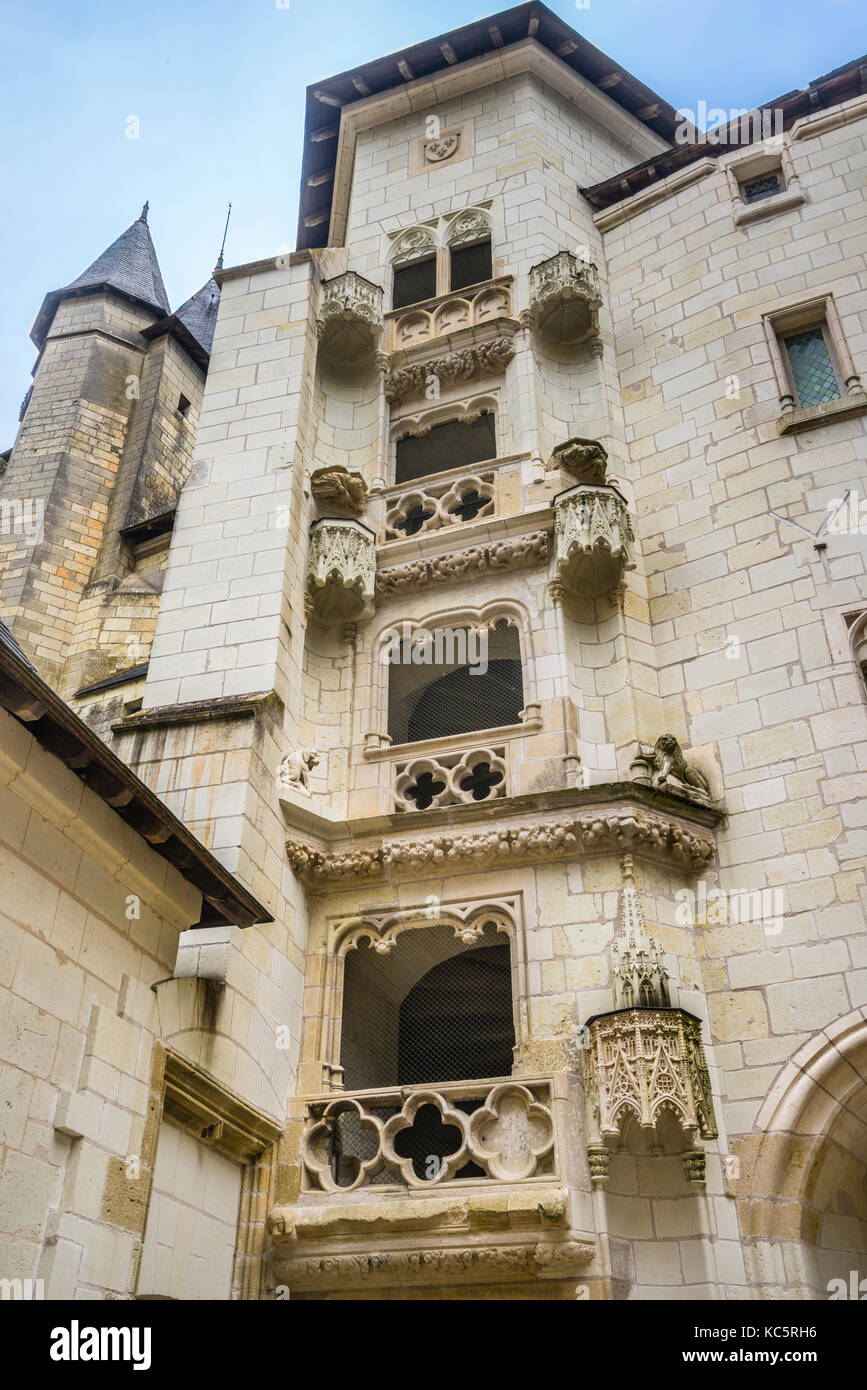 Francia, Maine-et-Loire department, Pays de la Loire, cortile facciata del Château de Saumur Foto Stock