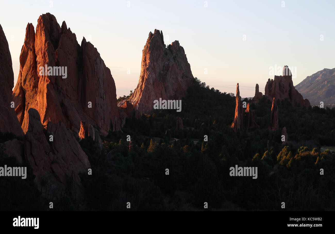 Giardino degli dèi, un punto di riferimento nazionale e un parco cittadino in Colorado Springs, Colorado. Foto Stock