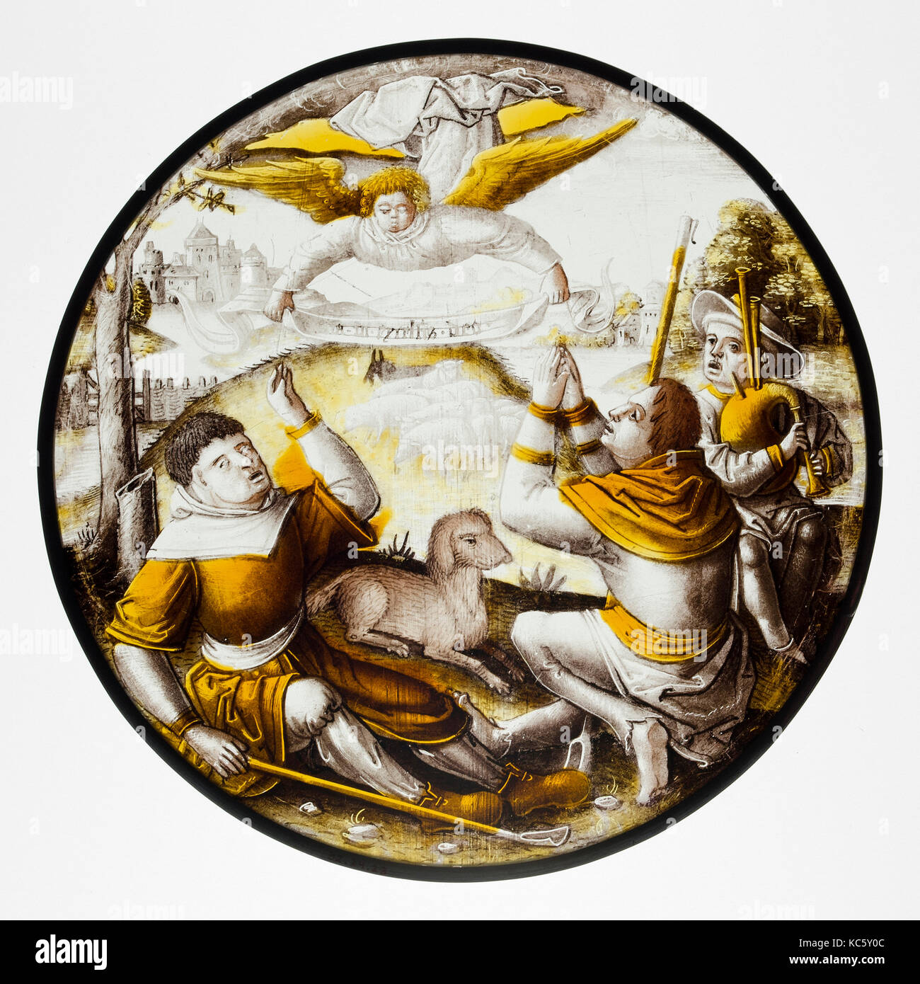 Roundel con Annunciazione ai Pastori, 1500-1510 Foto Stock