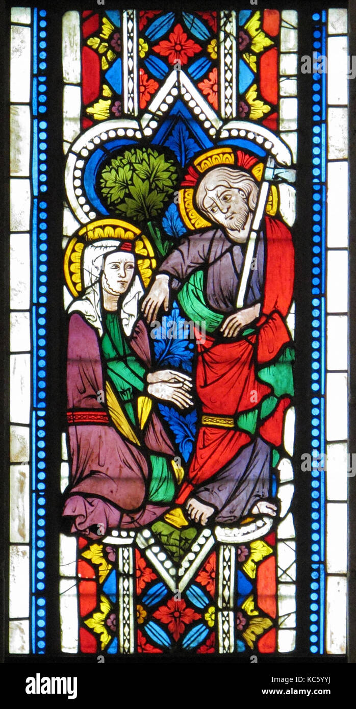 Noli Me Tangere, 1340-50, realizzato in Carinzia, Austria, austriaca, Pot-metallo e vetro incolore con vernice vetrosa, 36 x 13 3/4 Foto Stock