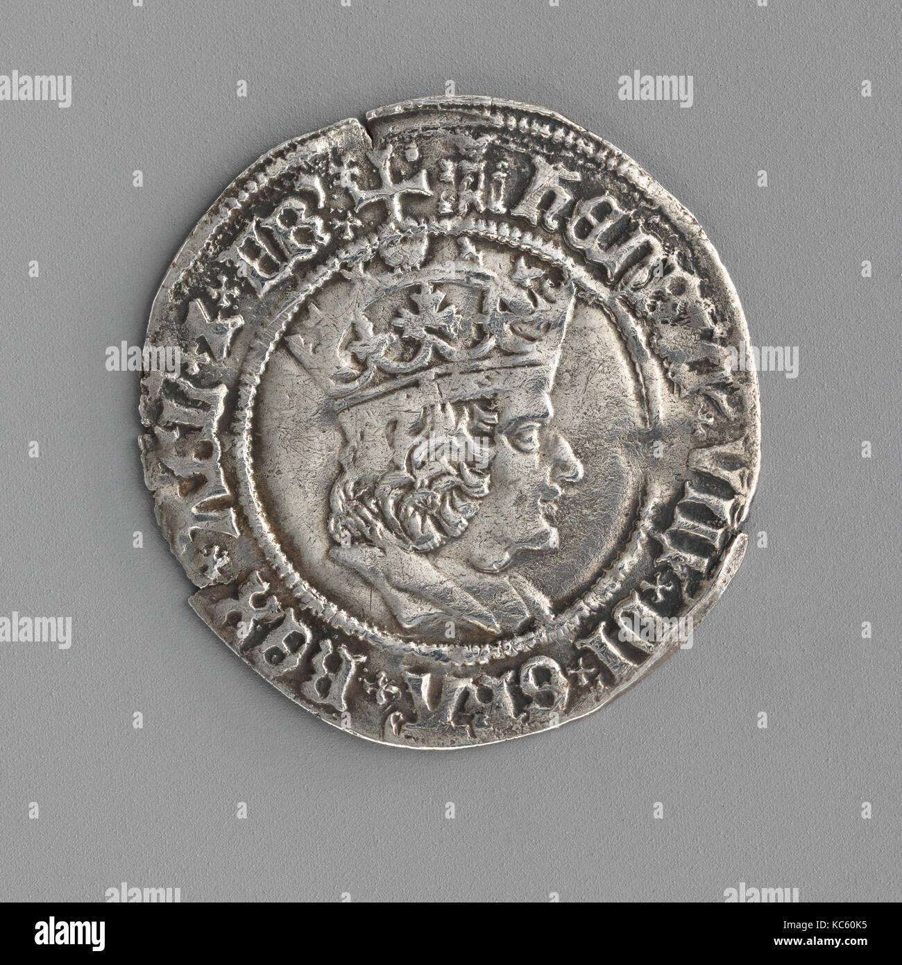 Groat di Henry VIII (primo) conio, 1509-26, British, argento, diametro: 15/16 in. (2,4 cm), monete Foto Stock