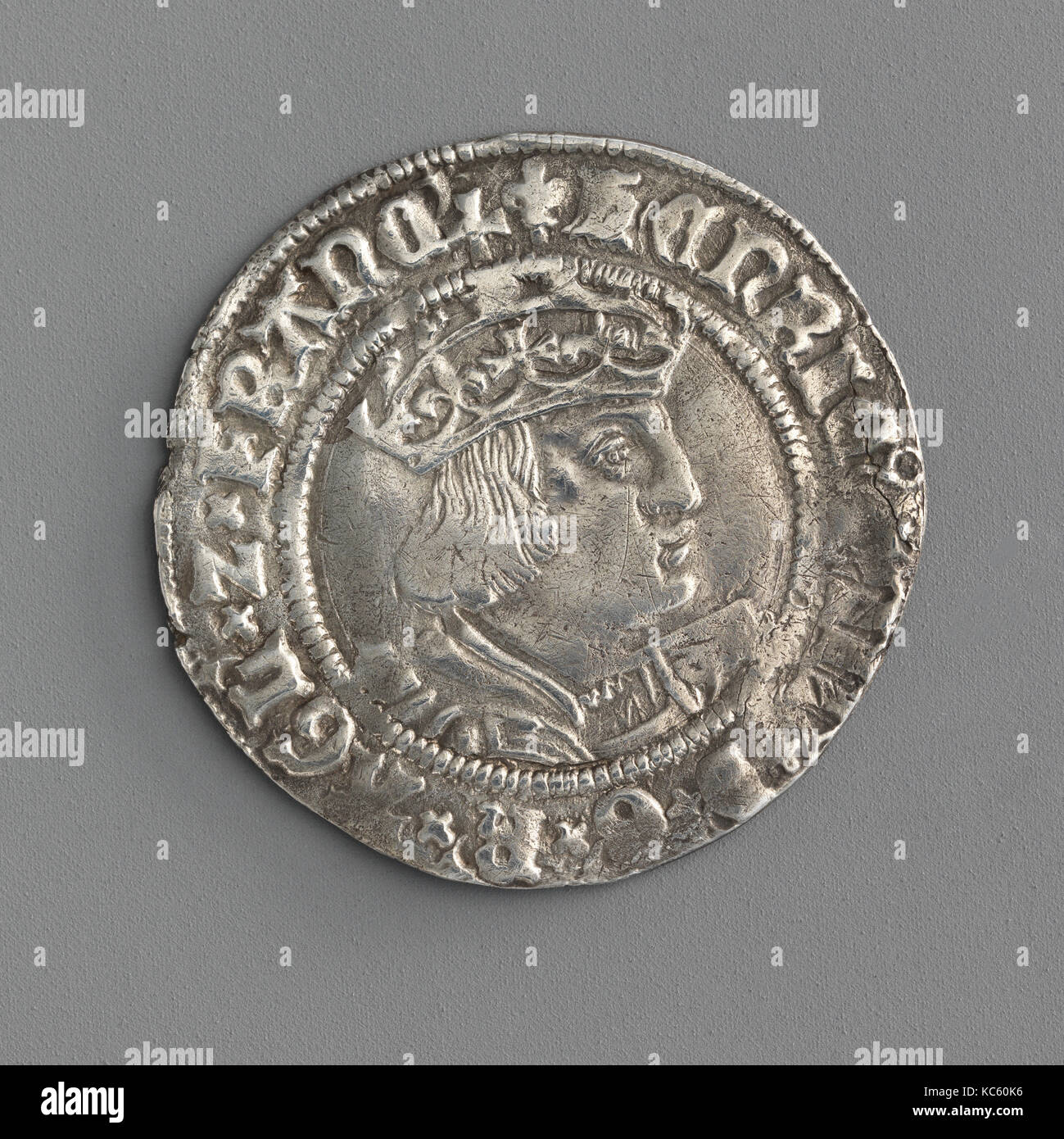 Groat di Henry VIII (seconda monetazione), ca. 1526-30, British, argento, diametro: 15/16 in. (2,4 cm), monete Foto Stock