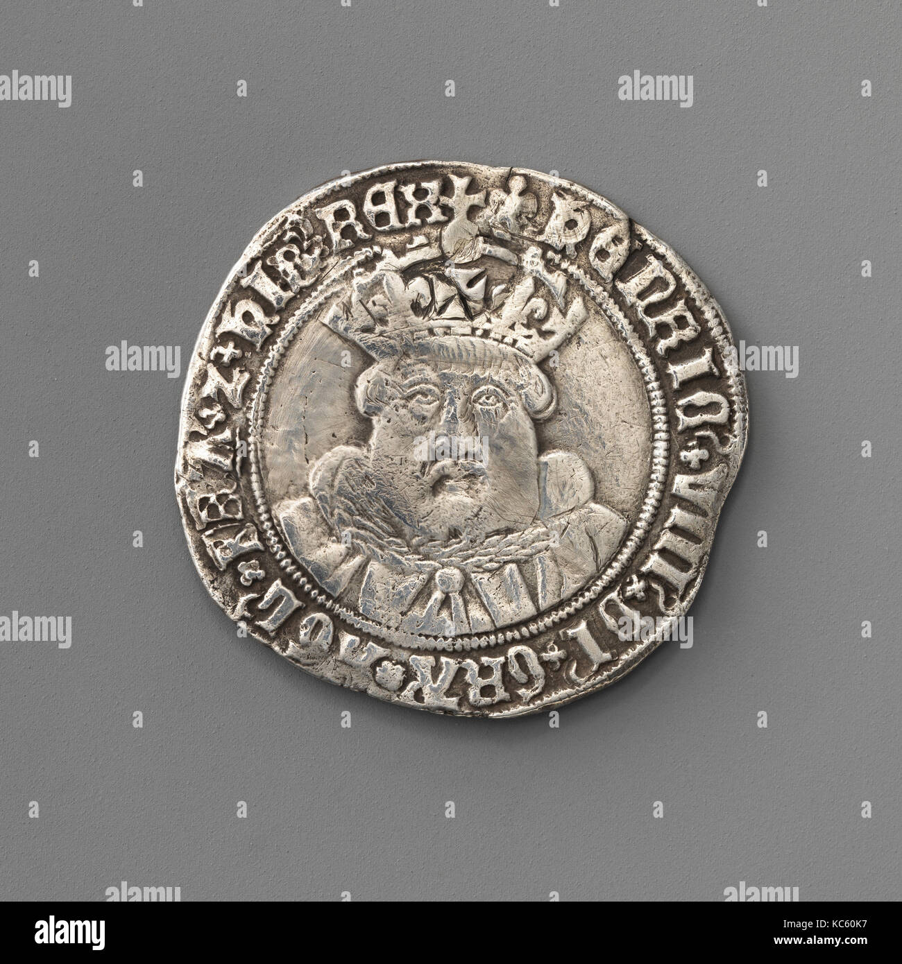 Testoon di Henry VIII (terzo) conio, 1509-47, britannico, Londra, argento, diametro: 1 1/8 in. (2,9 cm), monete Foto Stock