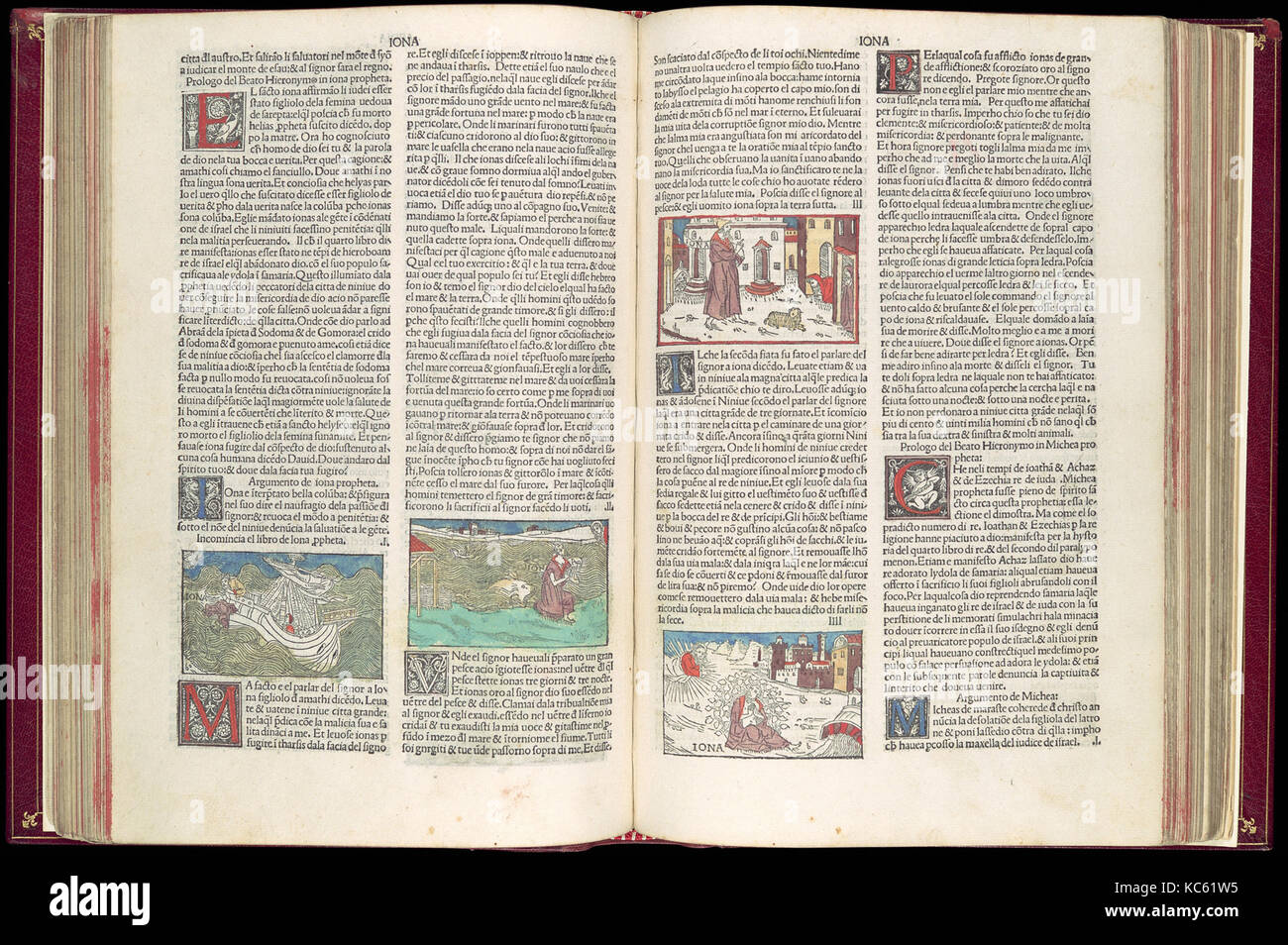 La Bibbia Malermi, vol. II, 15 ottobre 1490, libro stampato con la xilografia di illustrazioni colorate a mano, 11 15/16 x 8 7/8 x 1 3/8 Foto Stock