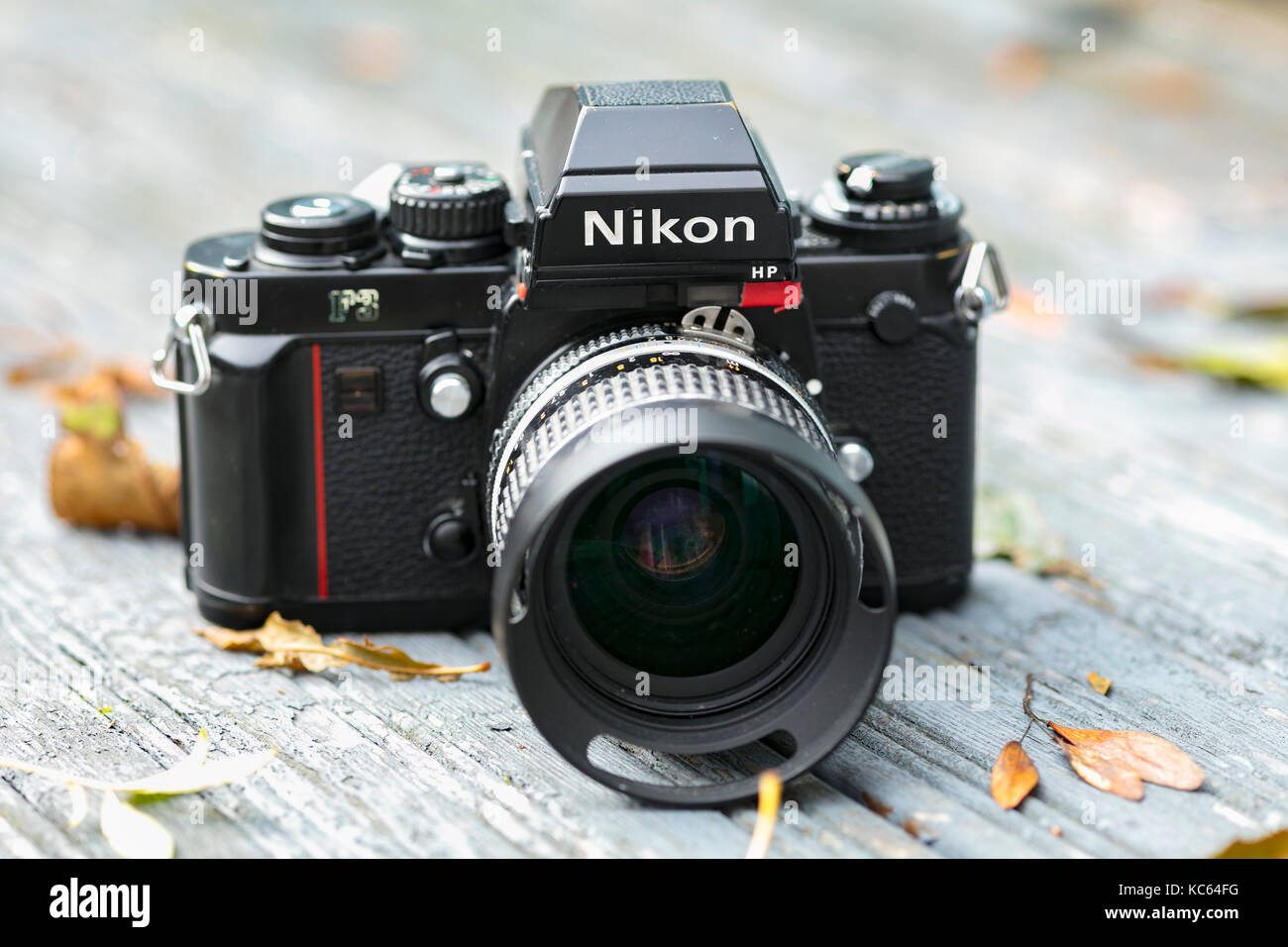 Nikon F3 reflex a lente singola 35mm Pellicola professionale fotocamera, lanciata per la prima volta nel 1980 e rimase in produzione fino al 2001. Foto Stock