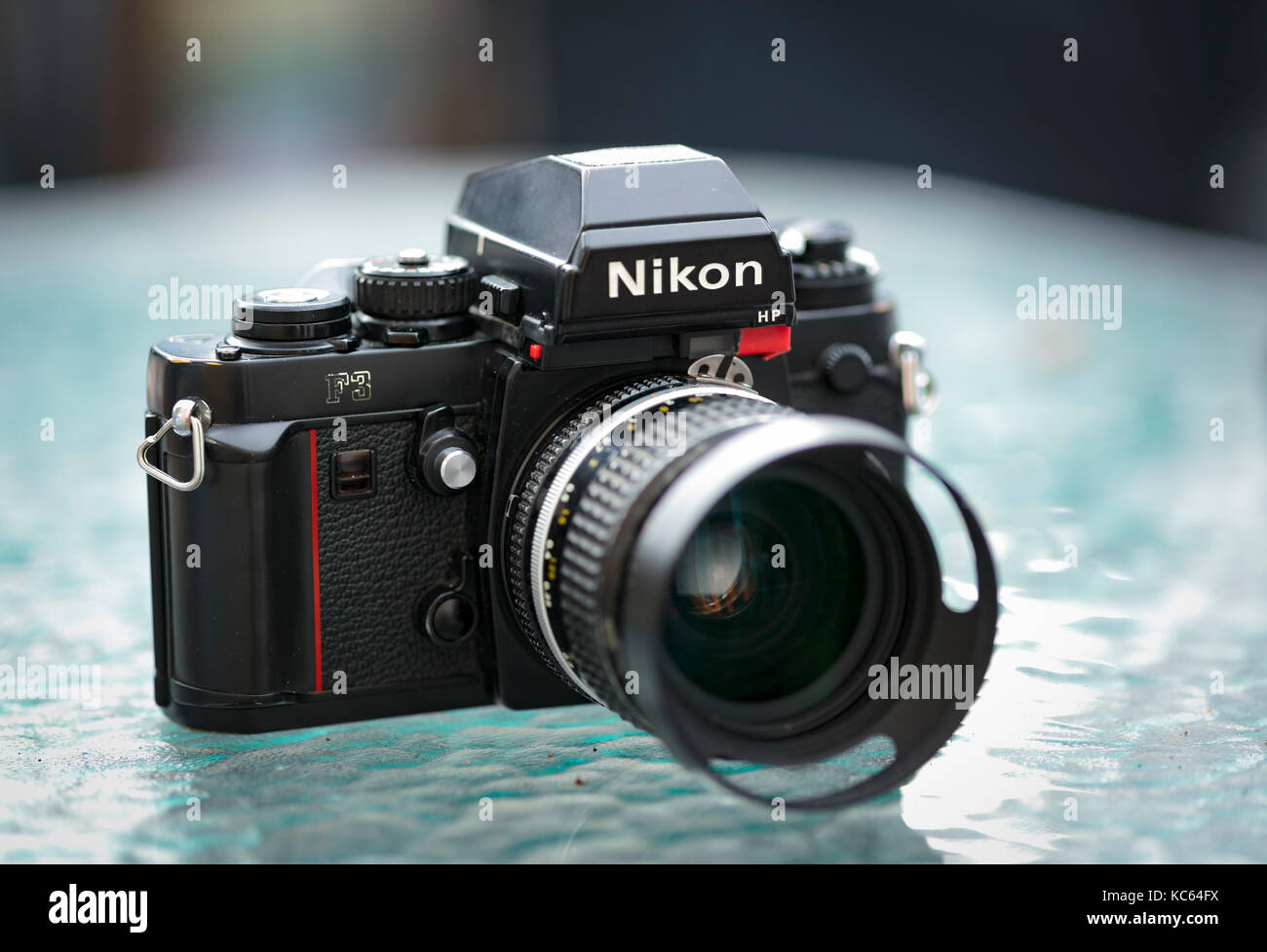 Nikon F3 reflex a lente singola 35mm Pellicola professionale fotocamera, lanciata per la prima volta nel 1980 e rimase in produzione fino al 2001. Foto Stock