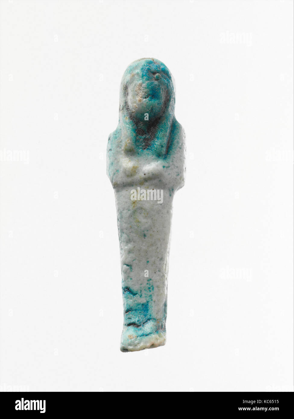 Ushabti faïence, Terzo Periodo Intermedio, ca. 1090-900 A.C., egiziano, argilla smaltata, H.: 2 7/8 in. (7.3 cm), oro e argento Foto Stock