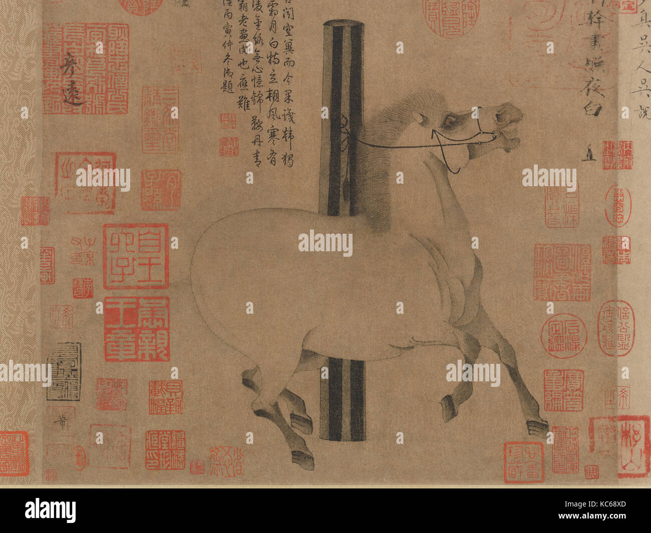 Night-Shining bianco, 唐 韓幹 照夜白圖 卷, dinastia Tang (618-907), ca. 750, Cina, Handscroll; inchiostro su carta, Immagine: 12 1/8 x 13 3/8 in. ( Foto Stock