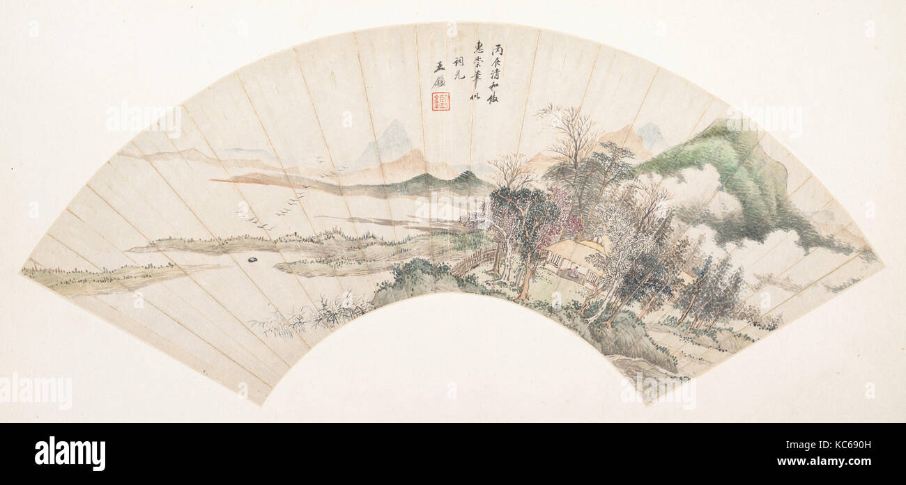 Paesaggio nello stile di Huichong, artista non identificato, dopo Wang Jian, XVIII secolo o più tardi, data spuri di 1676 Foto Stock