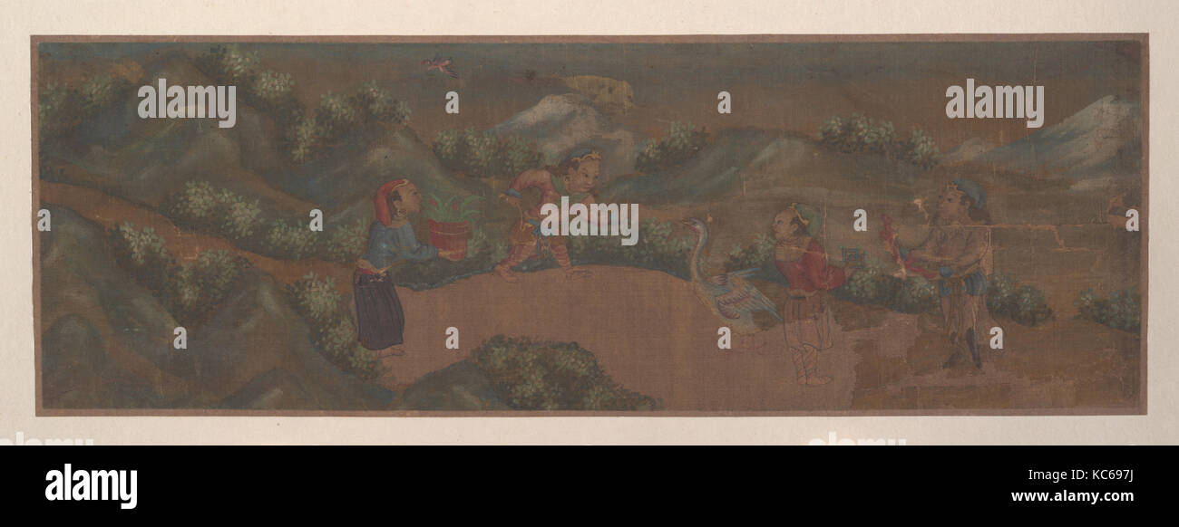 La pittura di paesaggio di figura nella zona boschiva, artista non identificato Foto Stock