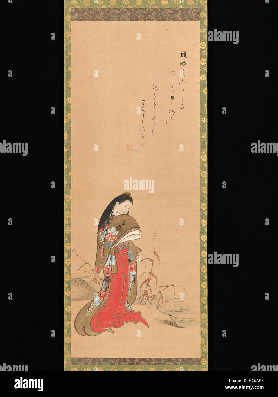 Signora Ise dal greto del fiume, Nishikawa Sukenobu, fine XVIII secolo Foto Stock