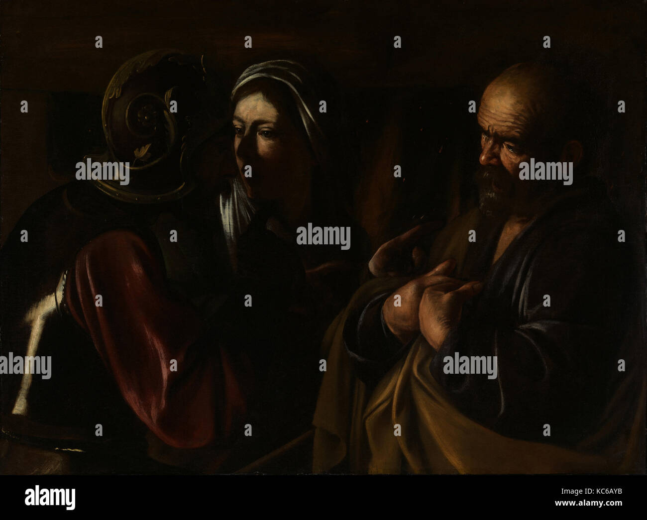 La vulnerabilità ad attacchi di tipo Denial of Saint Peter, 1610, olio su tela, 37 x 49 3/8 in. (94 x 125,4 cm), dipinti del Caravaggio (Michelangelo Merisi Foto Stock