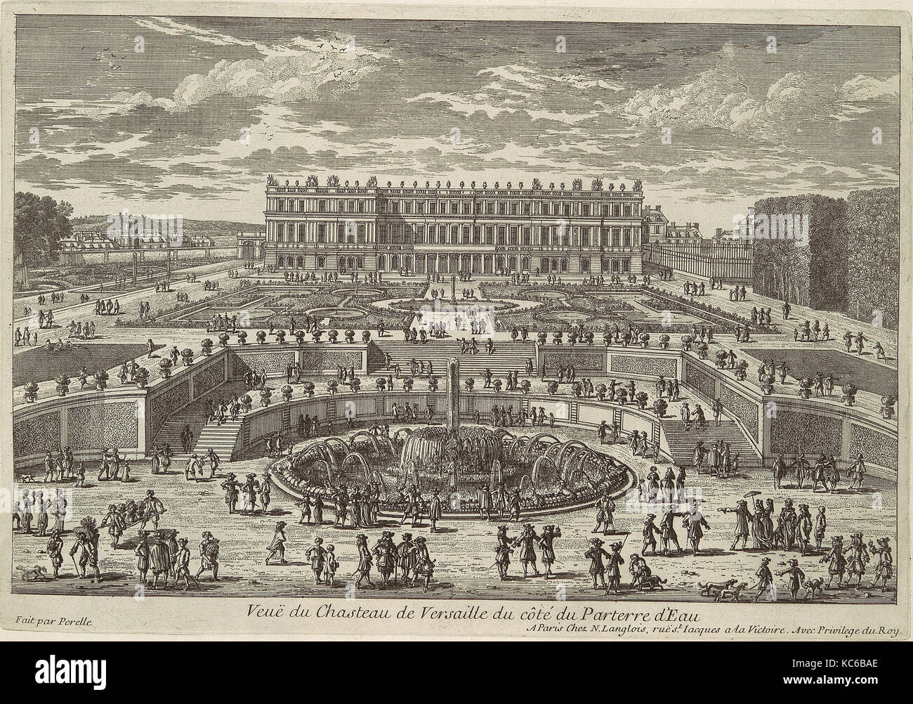 Veue du chasteau de Versailles (vista di Versailles, giardino facciata), Adam Perelle, 1680s Foto Stock