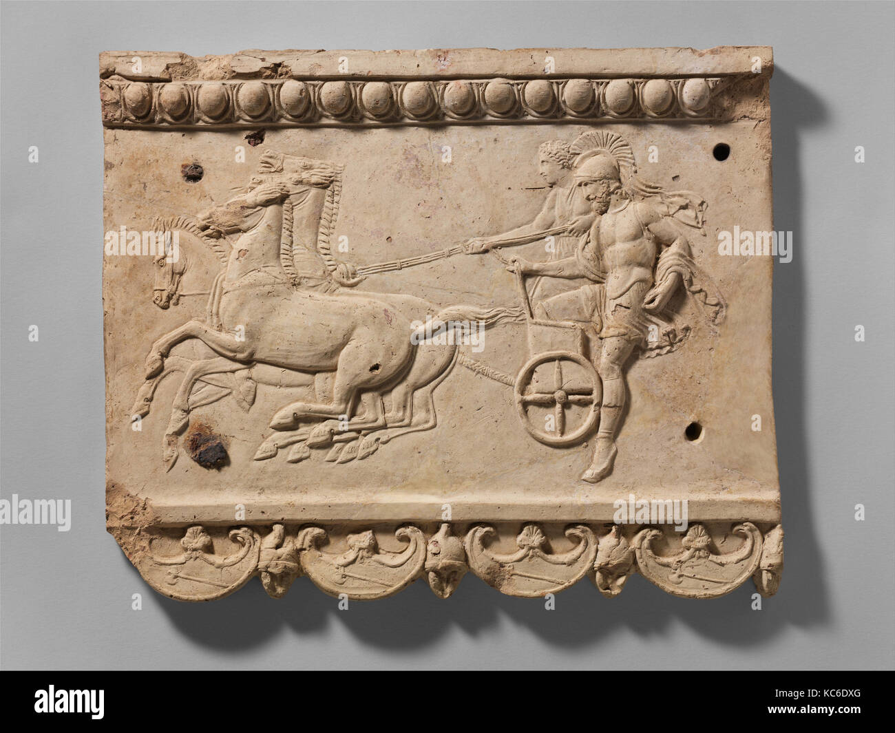 Placca in terracotta con re Oinomaos e del suo condottiero, 27 A.C.-A.D. 68 Foto Stock