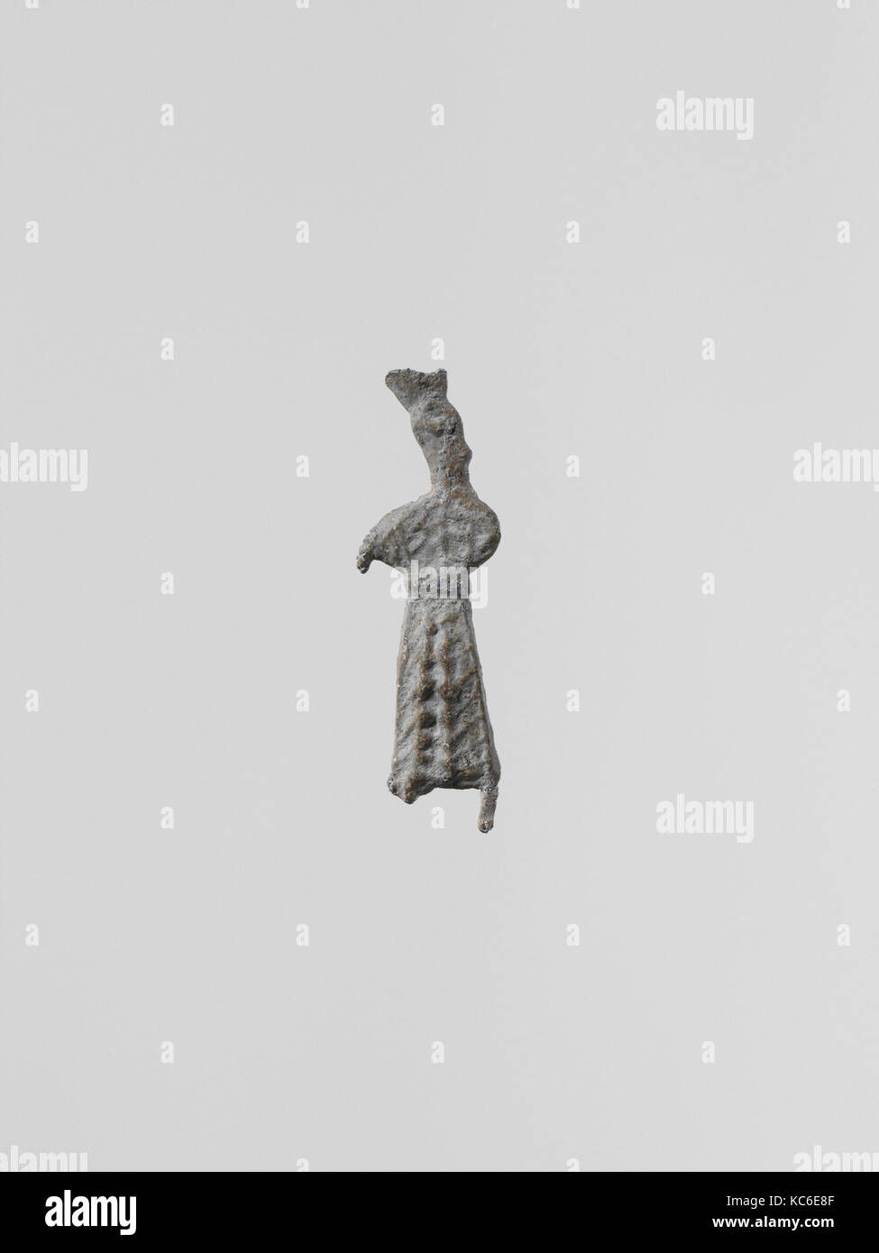 Statuetta di una donna votary, 5 ?, ca. 700-500 A.C., greco, Laconian, piombo, Altezza: 1 1/8 in. (2,9 cm), Miscellaneous-Lead Foto Stock