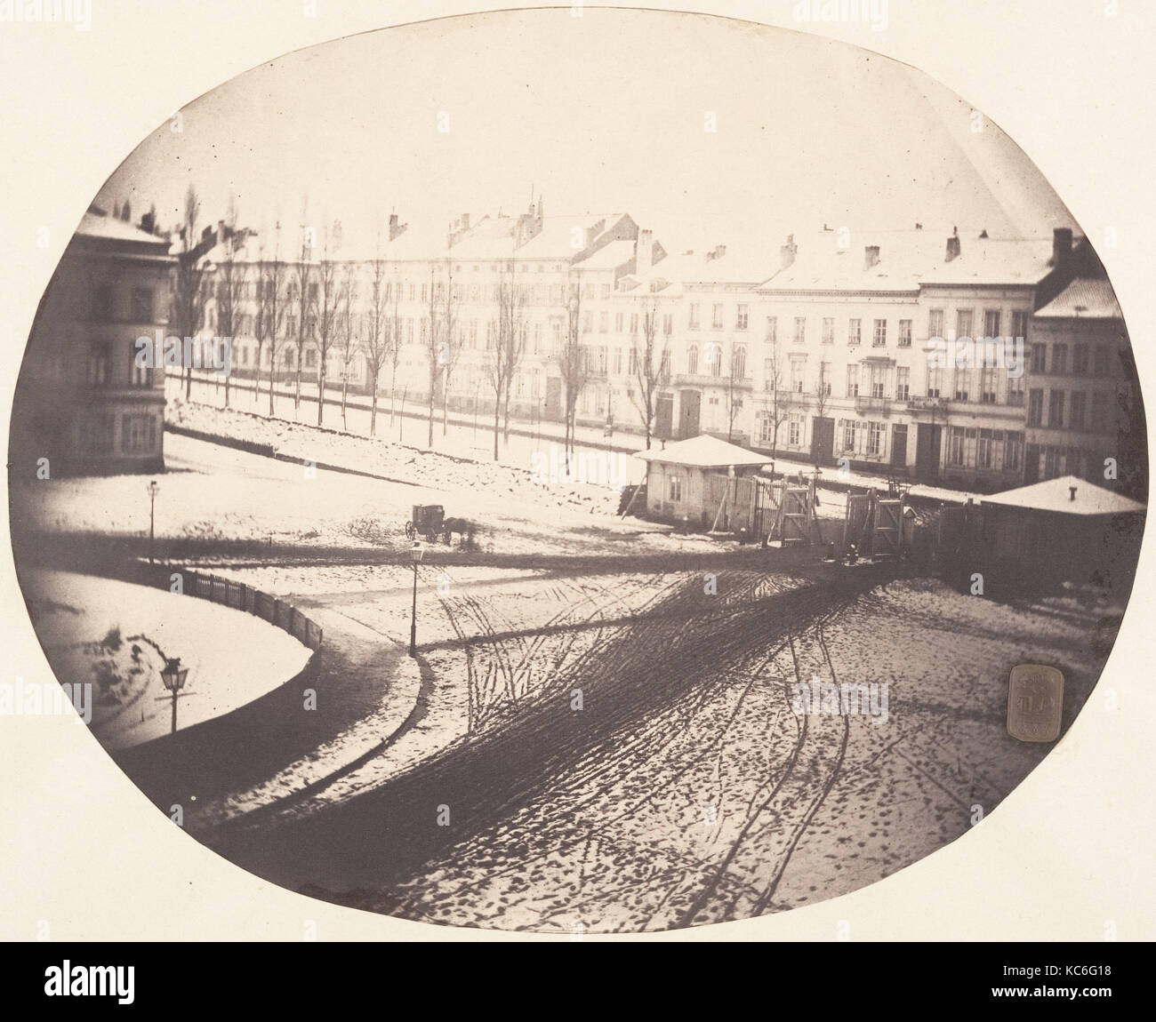 Vista della piazza di neve che si scioglie, Louis-Pierre-Théophile Dubois de Nehaut, 1854-56 Foto Stock