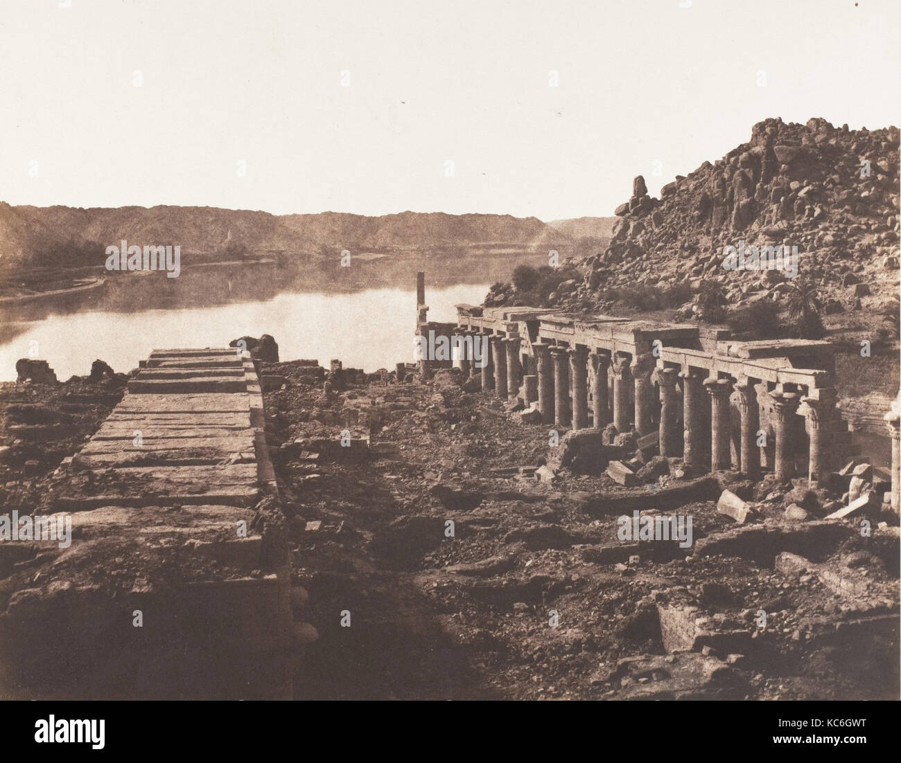 Ile de Fîleh (Philae), Vue Génèrale Prise du Point I, Sur La Plateforme du Pylône, Félix Teynard, 1851-52 Foto Stock