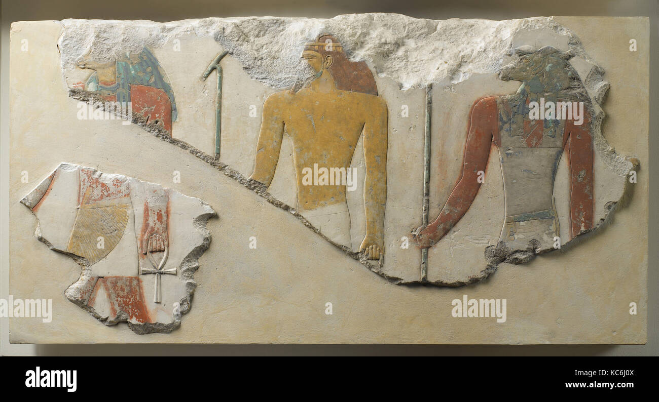 Processione di divinità, Regno di Mezzo, Dynasty 12, ca. 1887-1878 A.C., dall'Egitto, Fayum zona di ingresso, Lahun, Tempio Piramide Foto Stock