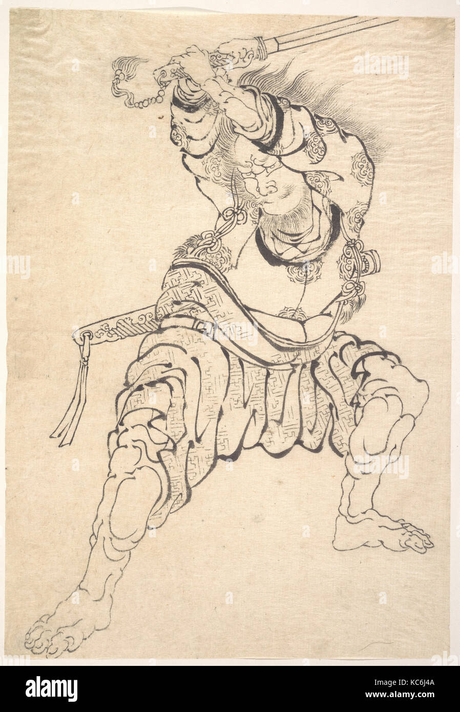 Un Guerriero, periodo Edo (1615-1868), Giappone, Monocromatico woodblock stampa; inchiostro su carta, H. 14 15/16 in. (37,9 cm); W. 10 5/16 in. (2 Foto Stock