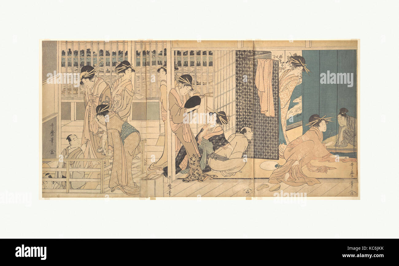 仮宅の後朝, scena di Yoshiwara, Kitagawa Utamaro, 1790 Foto Stock