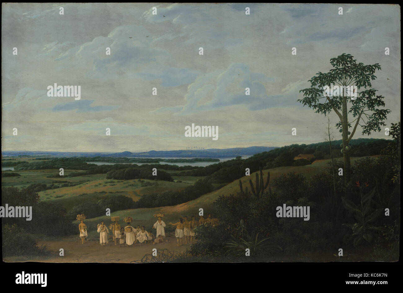 Un paesaggio brasiliano, 1650, Olio su legno, 24 x 36 in. (61 x 91,4 cm), dipinti, Frans Post (Olandese, Haarlem 1612-1680 Haarlem Foto Stock