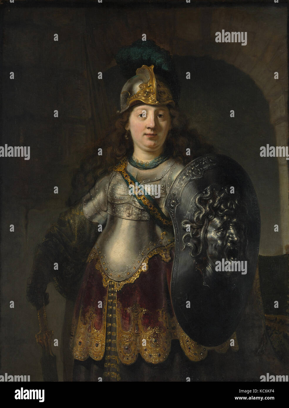 Bellona, 1633, olio su tela, 50 x 38 3/8 in. (127 x 97,5 cm), dipinti, Rembrandt (Rembrandt van Rijn) (olandese, Leiden 1606 Foto Stock