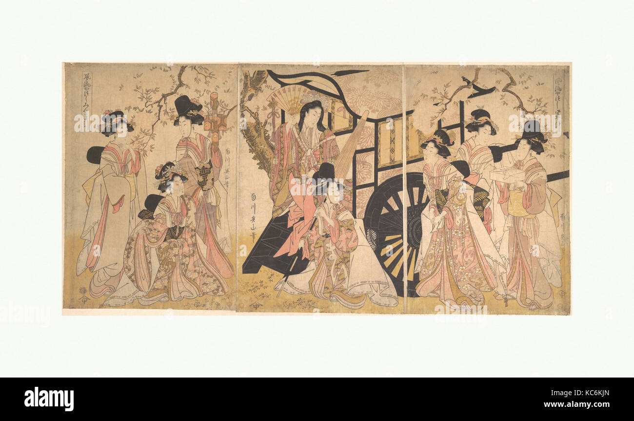 Elegante vista trasformata di disegno di una corte carro, Kikugawa Eizan, ca. 1805 Foto Stock