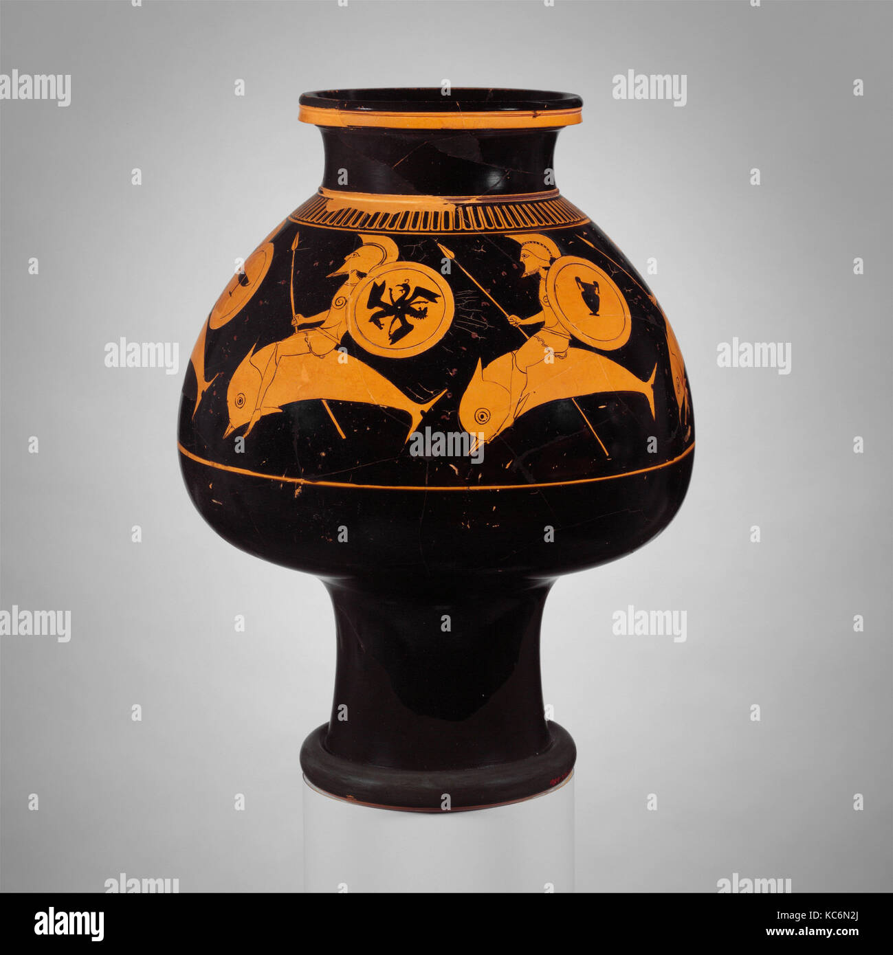 In terracotta (psykter vaso per il raffreddamento di vino), ca. 520-510 A.C. Foto Stock