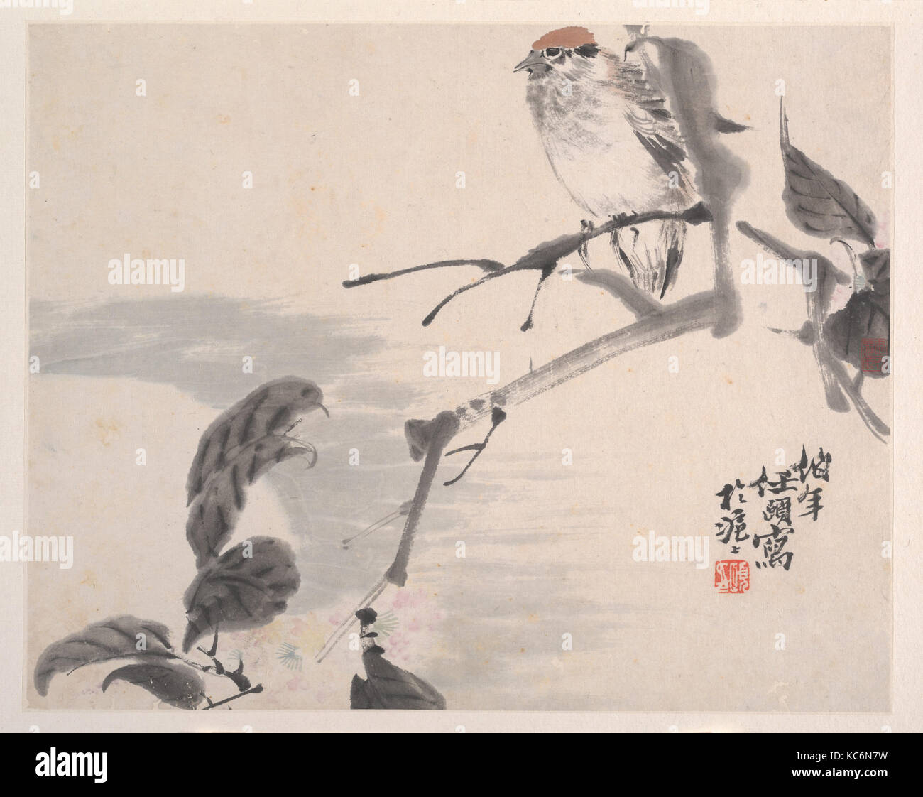 清 任頤 動物花鳥 冊頁八開, animali, fiori e uccelli, Ren Yi, secolo XIX Foto Stock
