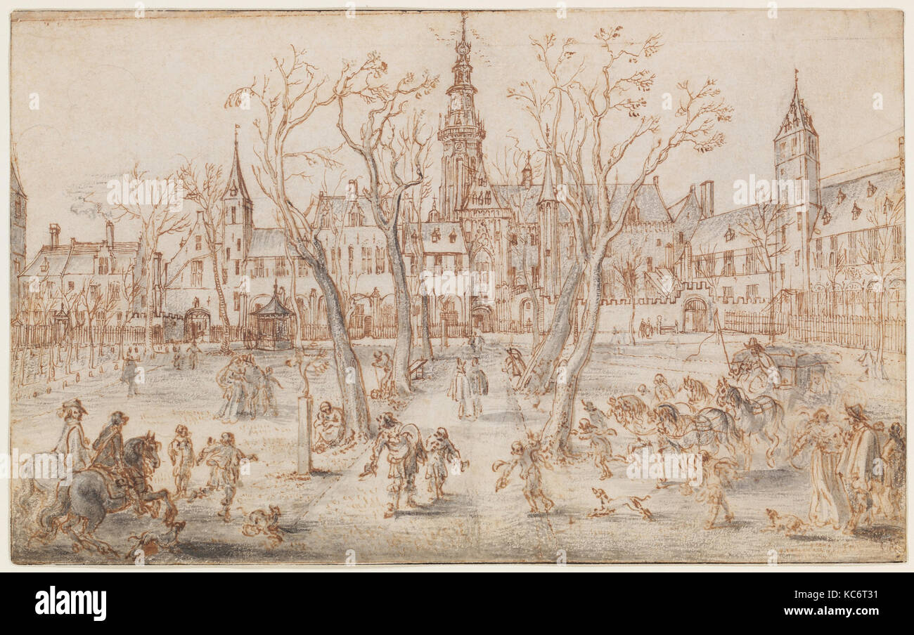 Abdijplein di Middelburg, Adriaen van de Venne, xvii secolo Foto Stock