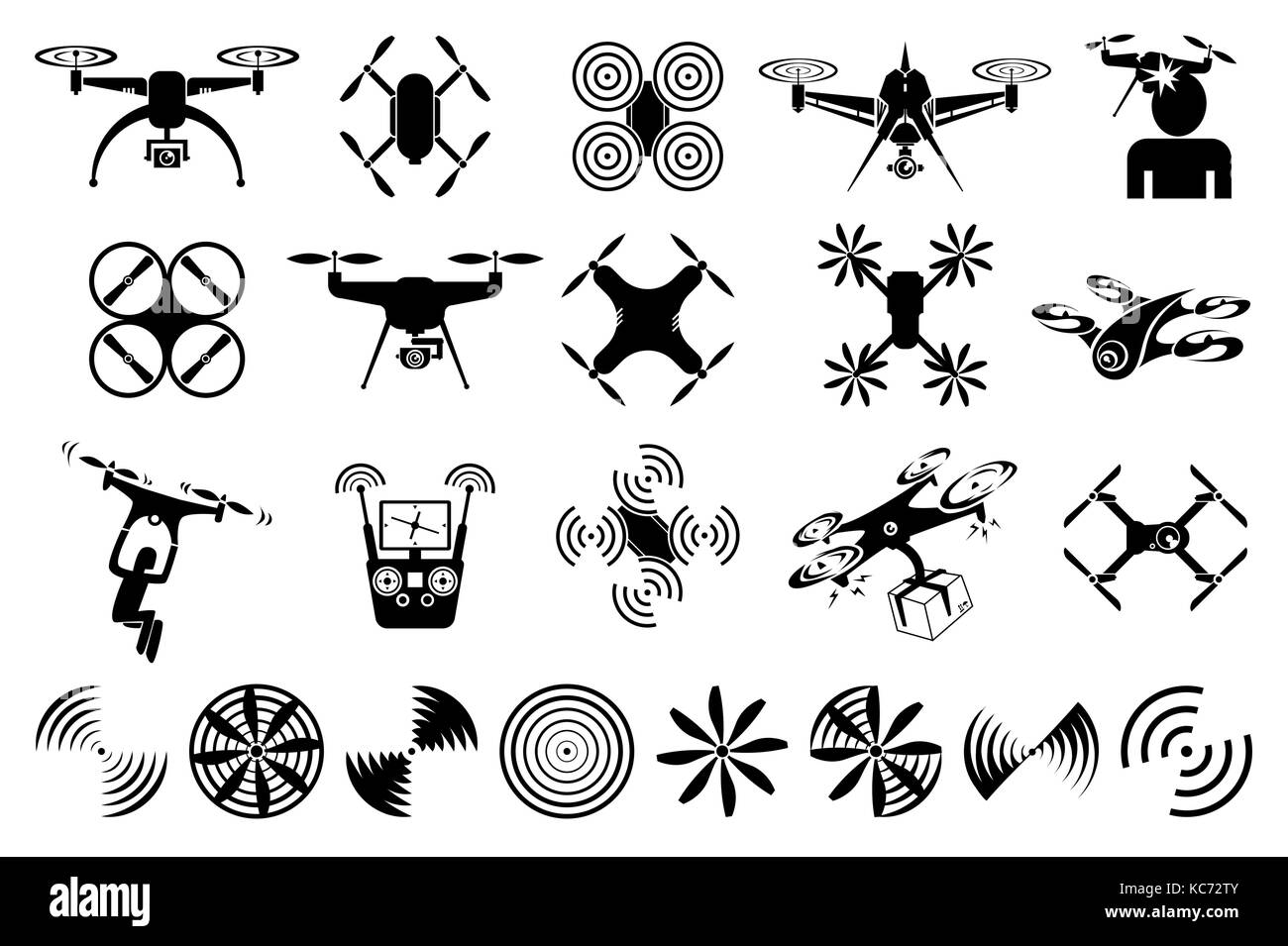 Fuchi e quadcopters Illustrazione Vettoriale