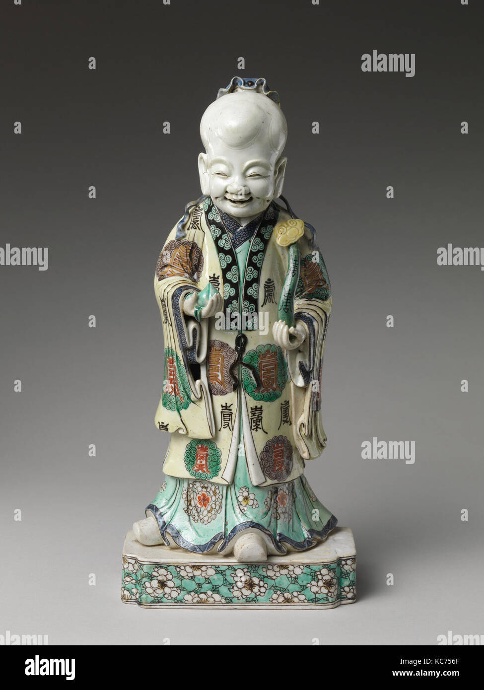 Shoulao, dio della longevità, dinastia Qing (1644-1911), Kangxi periodo (1662-1722), in Cina, porcellana dipinta in overglaze smalti Foto Stock