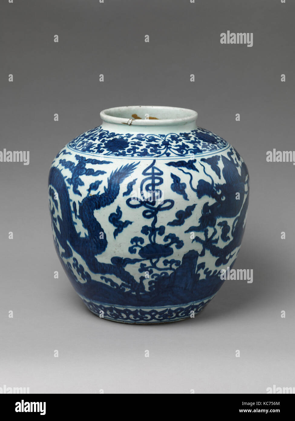 Jar con il Drago e il carattere per la longevità (Shou Foto Stock