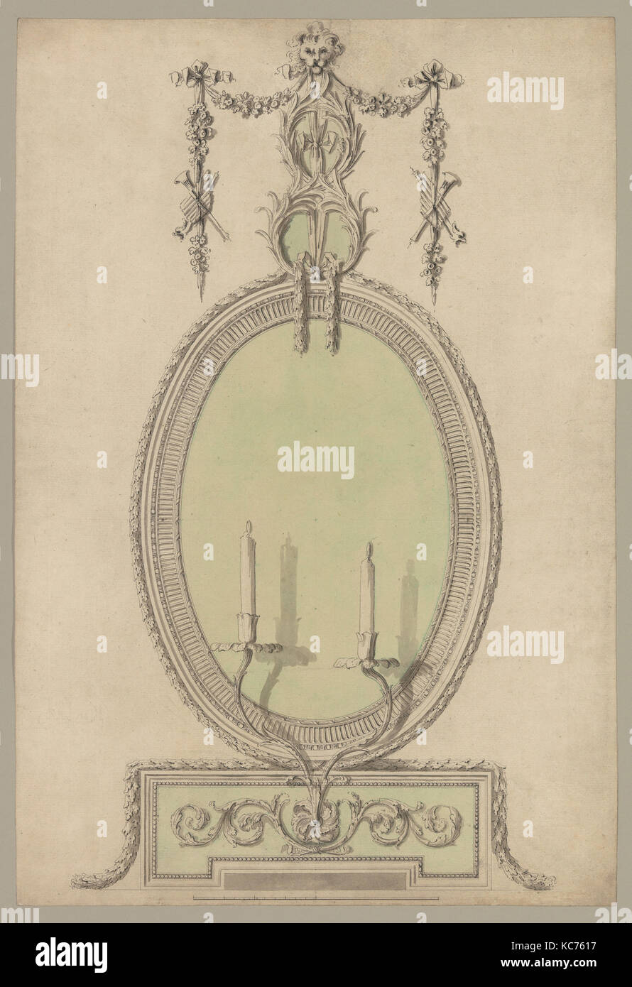 Due progetti per un vetro Overmantel (Tergo: parziale piano di pavimento), Sir William Chambers, 1743-96 Foto Stock