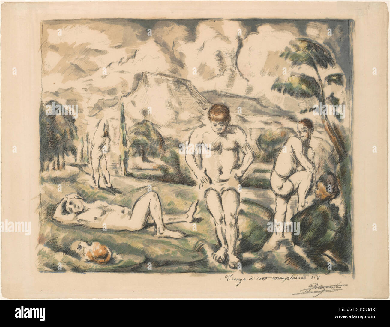 Il grande afflusso di bagnanti (Les Baigneurs), Paul Cézanne, 1898 Foto Stock