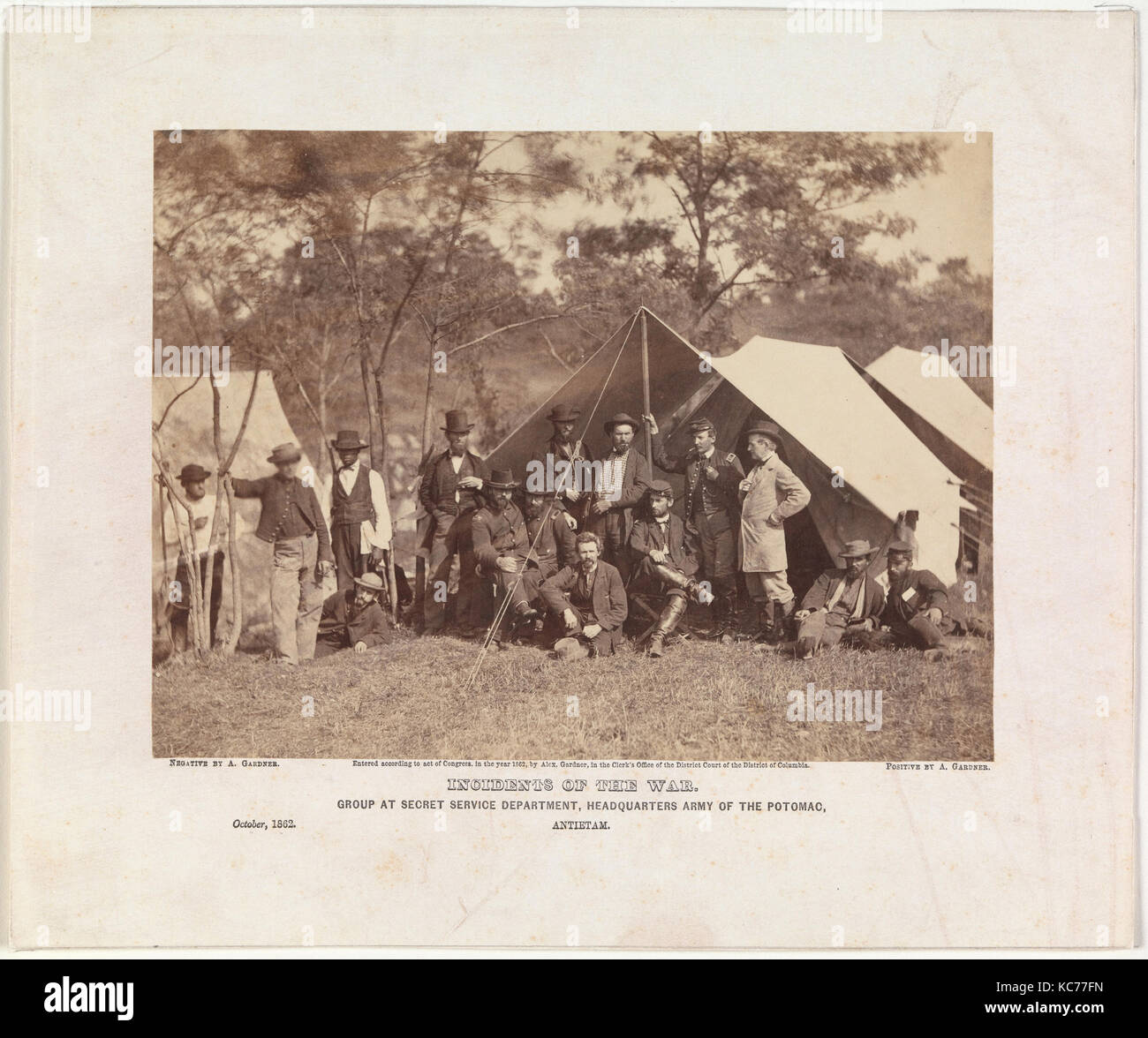 Gruppo a Secret Service Department, Sede, esercito del Potomac, Antietam, ottobre 1862, Alexander Gardner, 1862 Foto Stock