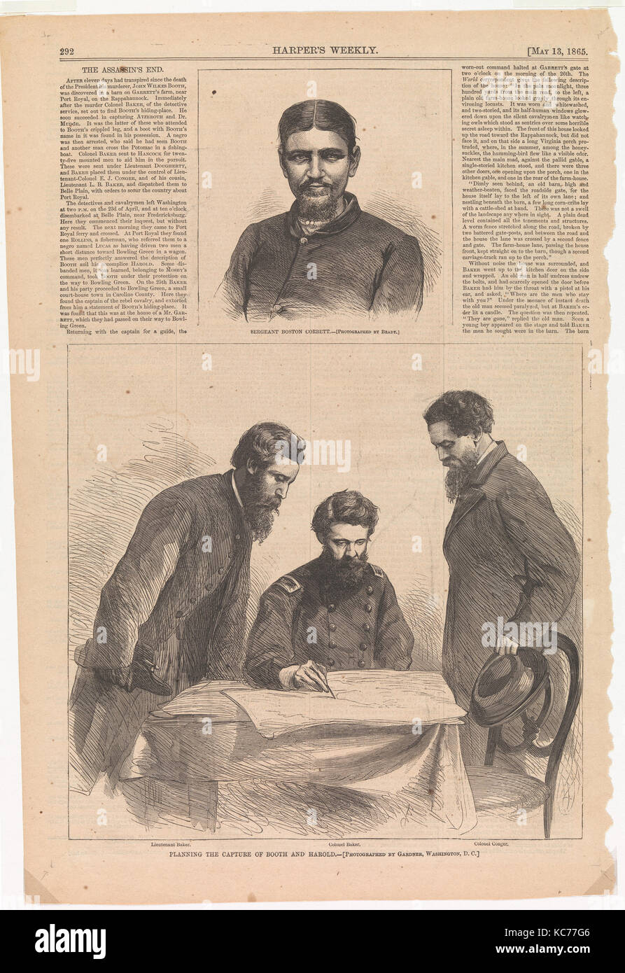 La pianificazione della cattura di Booth e Harold, dopo Alexander Gardner, 1865 Foto Stock