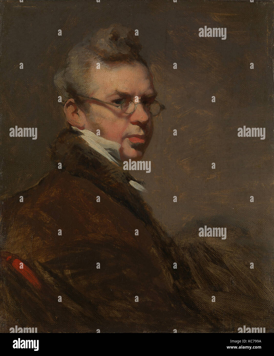 Autoritratto, 1825-28, olio su tela, 8 5/8 x 7 1/4 in. (21,9 x 18,4 cm), dipinti, George Chinnery (British, Londra 1774-1852 Foto Stock