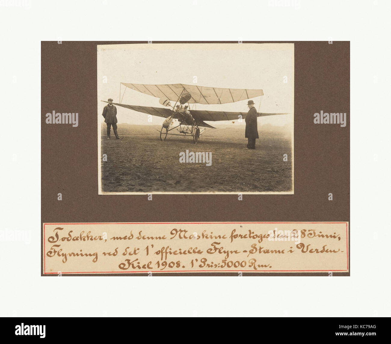 Todakker, med denne Maskine forekoges Seu 28 Tuni, Flyvring ved SX 1'officielle Flyve-Stame ho Verdeu Kiel 1908. 1'Pris: 5000 RM Foto Stock